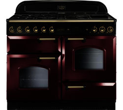 Rangemaster Classic 110 Dual Fuel Range Cooker - Cranberry & Brass